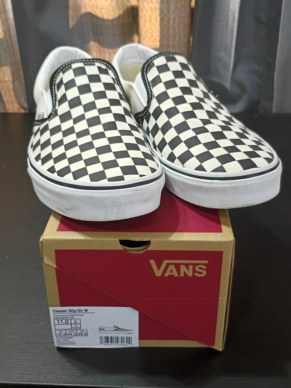 Vans Classic Slip-On Wide Men's Shoes - Black/White Checkerboard
